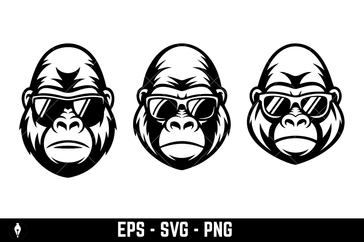 Gorilla or monkey's face, an Animal Illustration by Vectorhight (Photo 2 of 3)