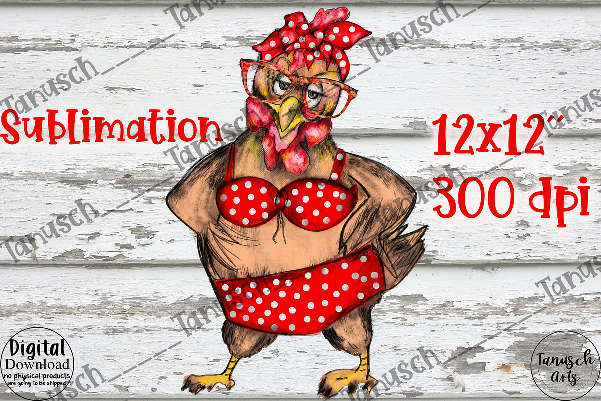 Chicken Lady Sublimation, an Animal Illustration by TanuschArts (Photo 1 of 2)
