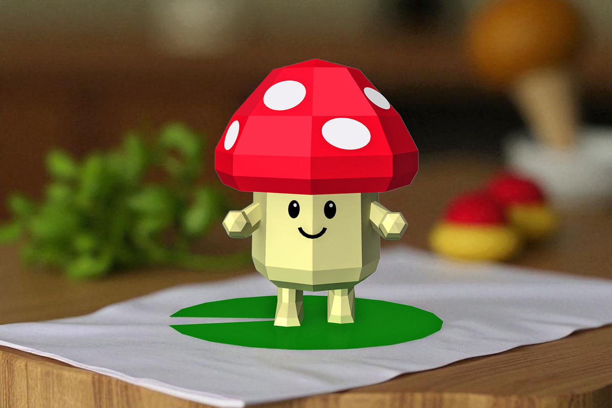 Cartoon Mushroom - 3d papercraft, a Print Template by PAPER amaze (Photo 1 of 3)