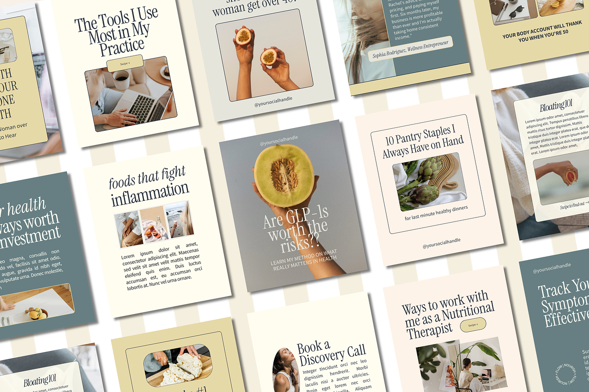 60 Canva Nutrition IG Post Templates, a Marketing Template by Solana Creative Co. (Photo 1 of 6)