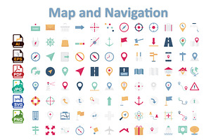 50+ Map & Navigation Icons, a Solid Icon by Vector Portal