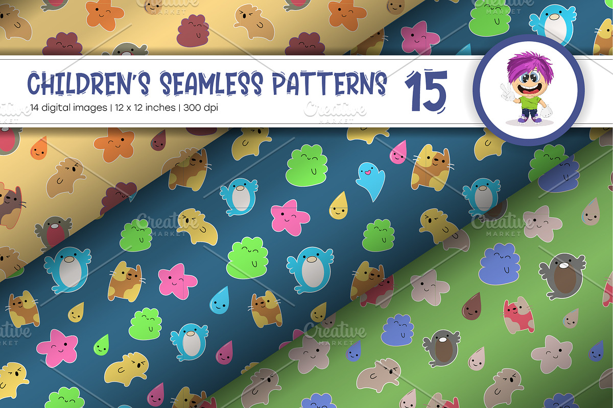 Cute Baby Seamless Patterns 15., a Texture Graphic by KENO Mascots (Photo 2 of 6)