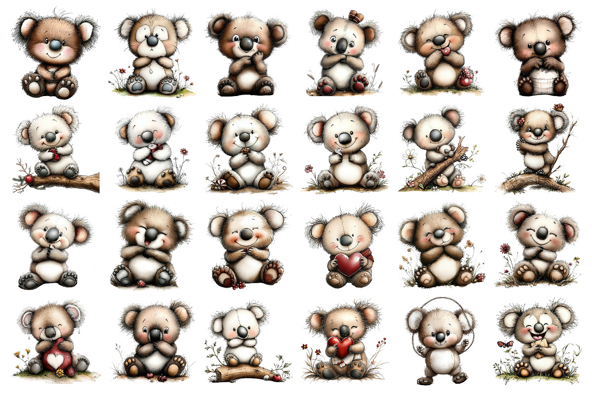 Koala Bears with Emotions Clipart, an Illustration by Daily.Designs (Photo 4 of 5)