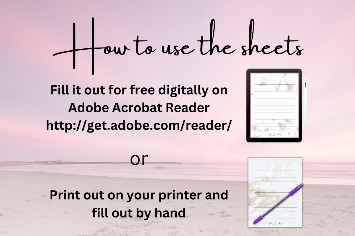 Floral Printable Stationery Bundle, a Stationery Template by Pixels N Bows (Photo 4 of 4)