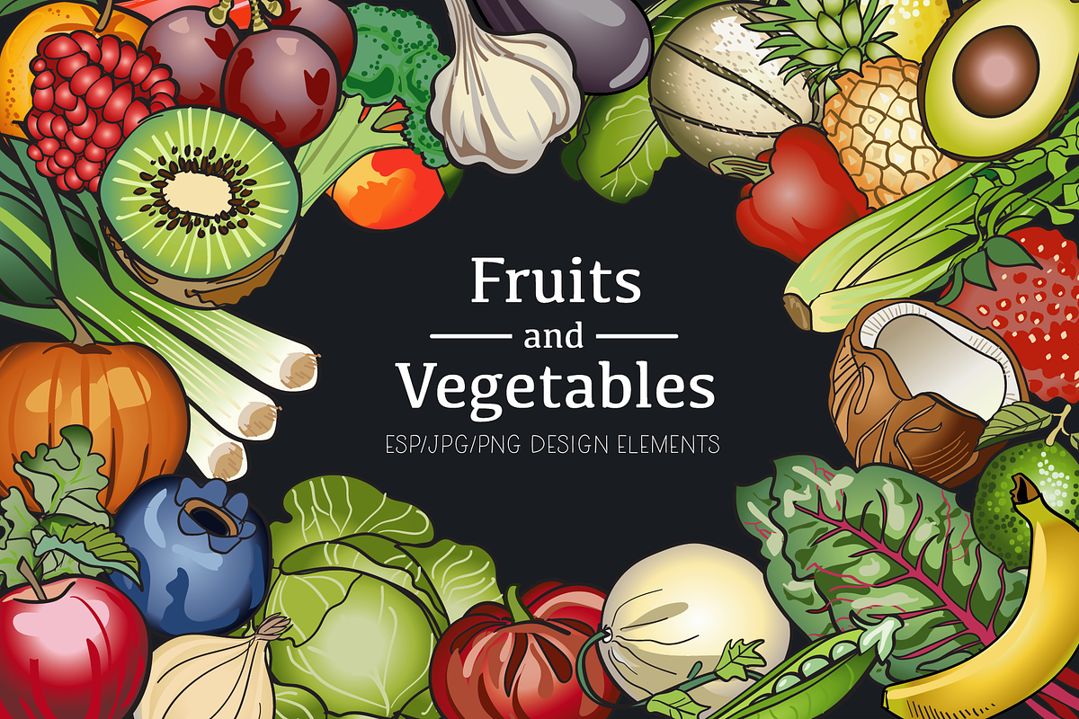 Fruit and Vegetable Vector Clip Art, an Illustration by Lady Spy (Photo 1 of 5)