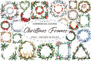 Watercolor Christmas Frames Clipart, an Illustration by designcity5 (Thumbnail 1 of 5)