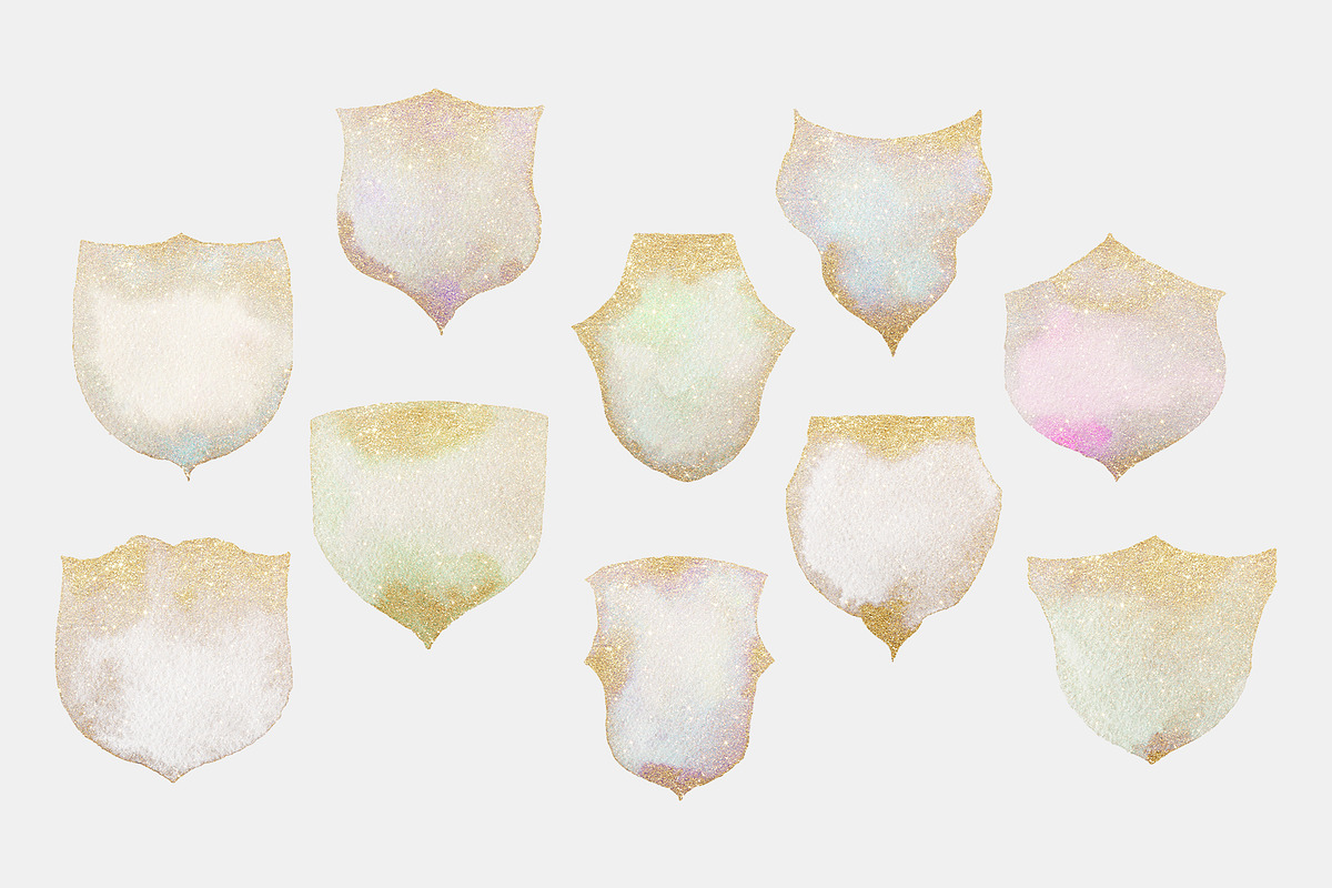 Gold Touched Watercolor Crests, an Object Graphic by OM Creativ (Photo 7 of 7)