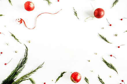 Christmas composition featuring frame, wreath, and copy, a Holiday Photo by Floral Deco