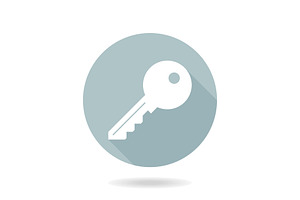 Vector Key Flat Icon, an Outline Icon by FineArtStudio