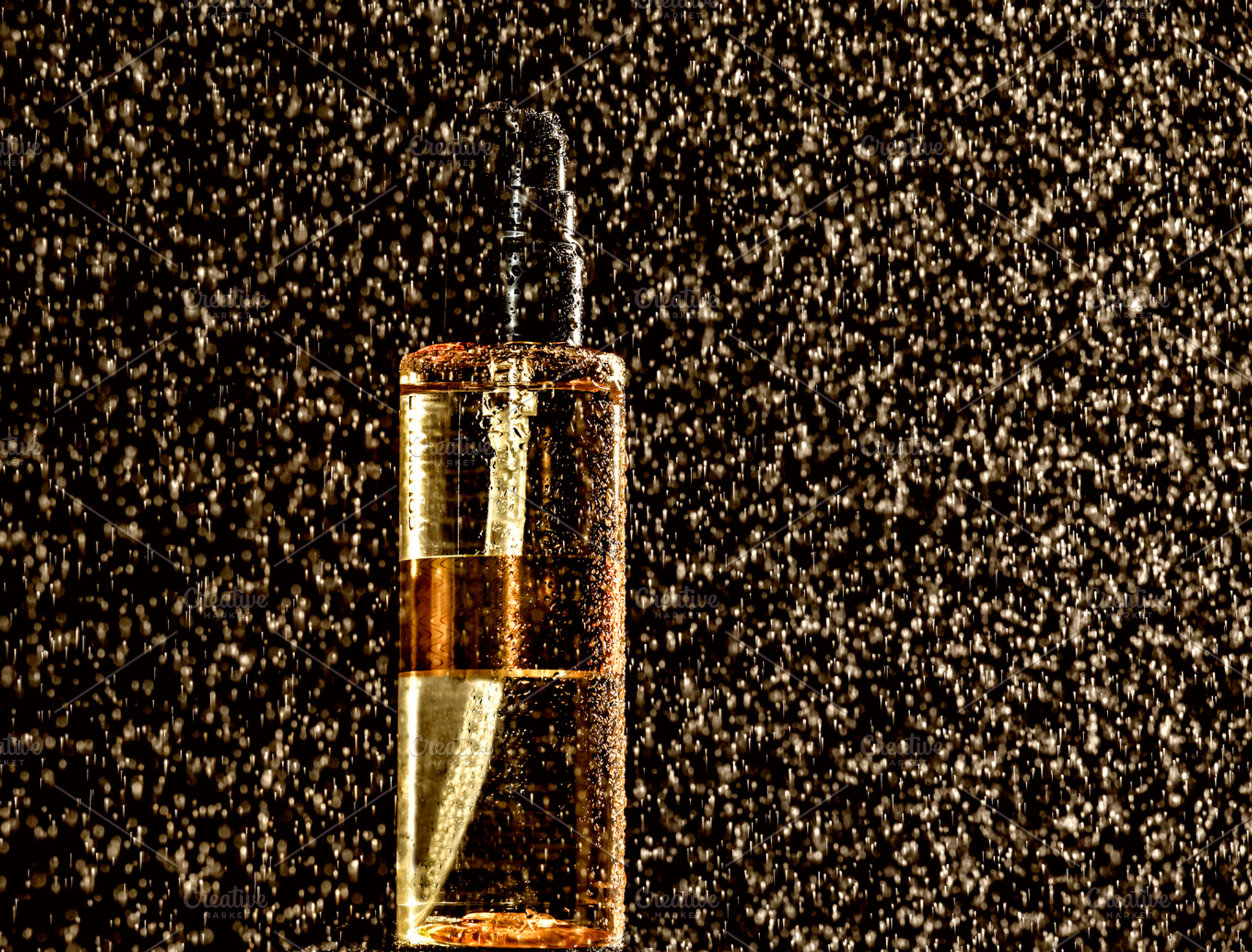 Bottle in the rain