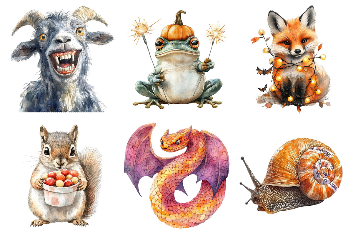 Halloween Funny Animals Clipart, an Illustration by Daily.Designs (Photo 4 of 5)