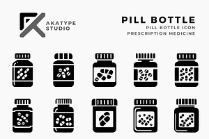 Pill Bottle Icon Vector, a Solid Icon by Akatype Studio