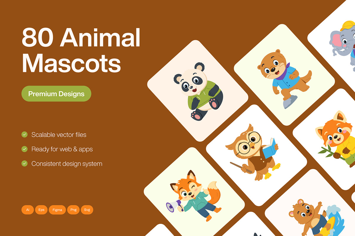 80 Animal Mascots Illustration, an Animal Illustration by Brickclay (Photo 1 of 11)