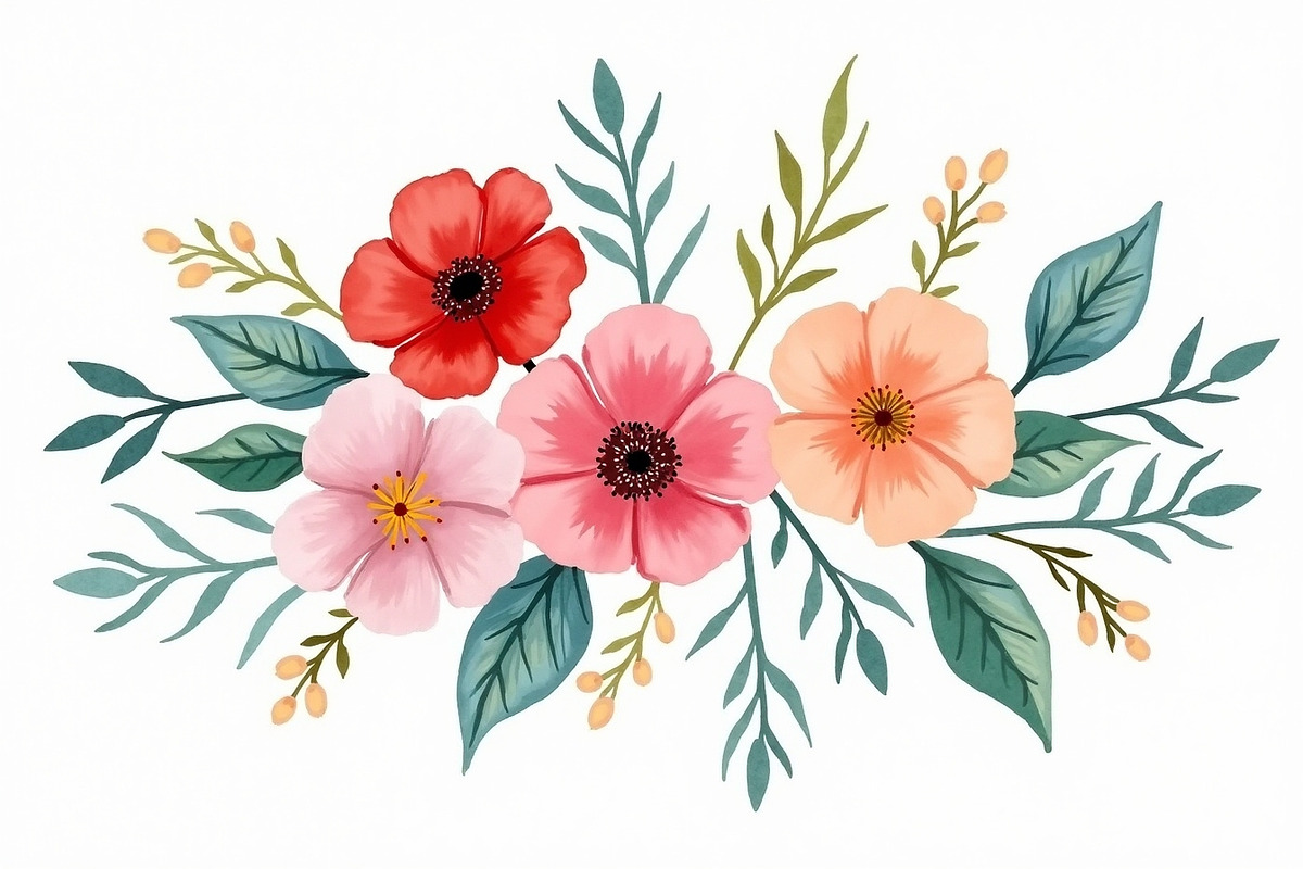 Elegant floral bouquet watercolor, an Illustration by Amazin_art (Photo 3 of 5)