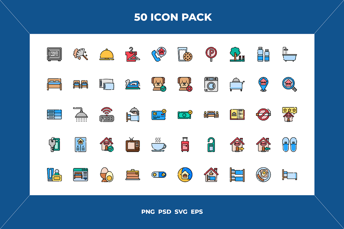 Bed and breakfast icons, an Outline Icon by Wencory (Photo 1 of 2)
