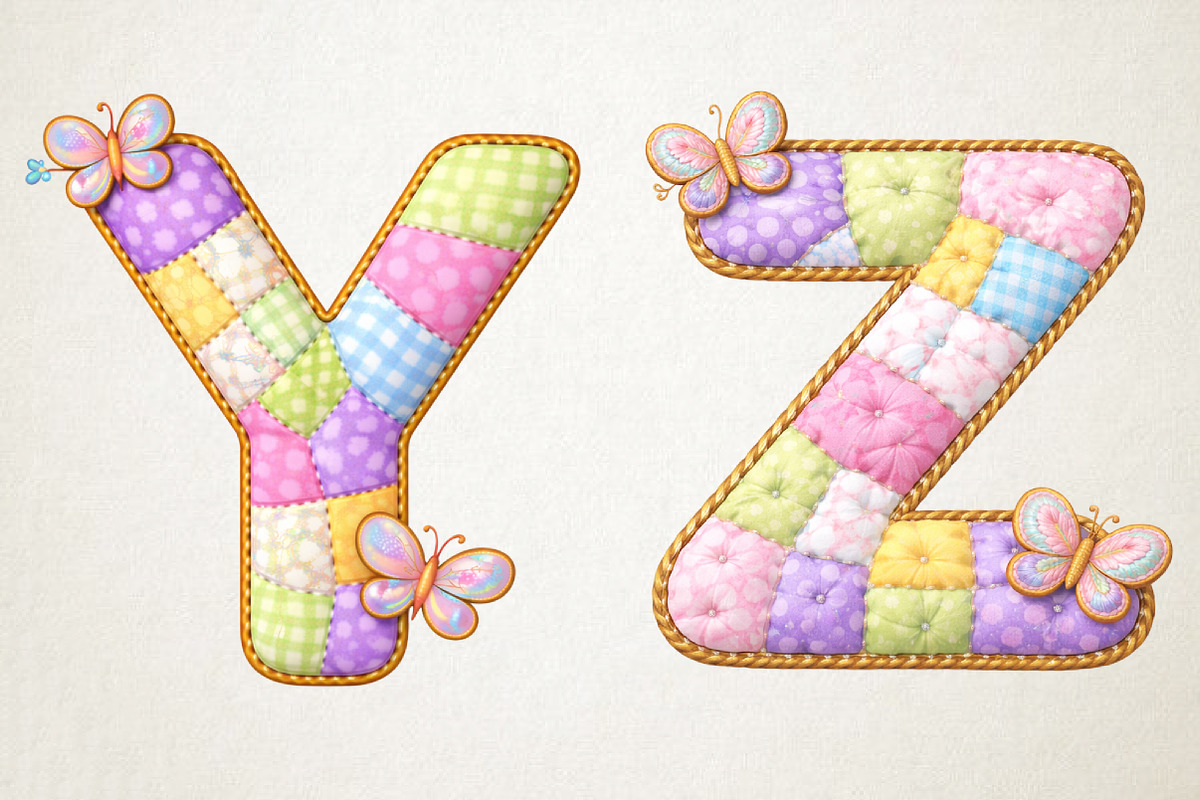 Easter Patchwork Alphabet PNG Bundle, an Illustration by RobertsArt (Photo 6 of 7)