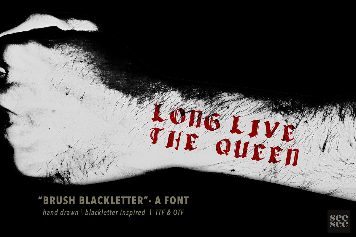 Brush Blackletter - Hand Drawn Font, a Blackletter Font by CC CREATIVE CO (Photo 9 of 9)
