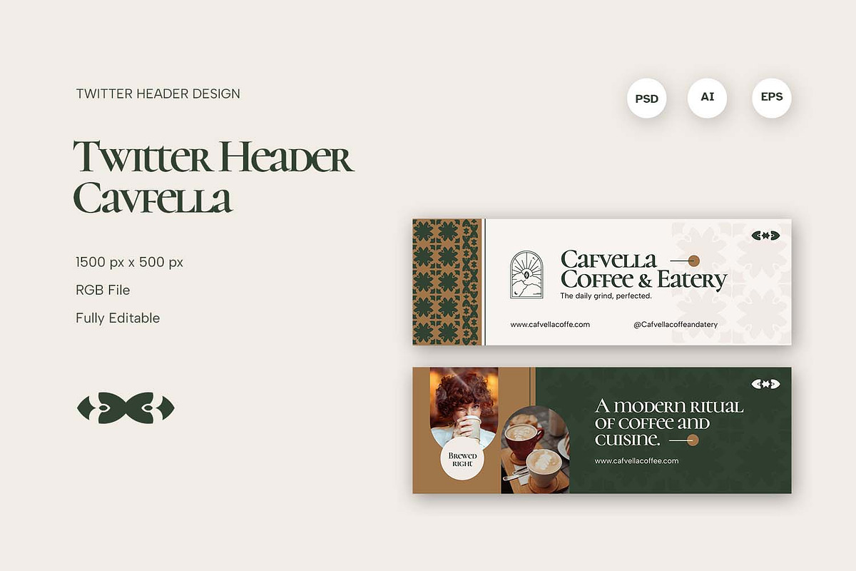 Cafvella - Twitter Header, a Social Media Template by Fannan Studio (Photo 1 of 3)