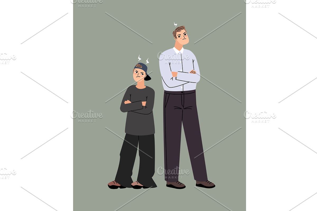 Father and son angry and offended to, a Person Illustration by Stock-Smart-Start