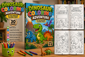 Dinosaur Coloring Adventure, a Stationery Template by Designmela01