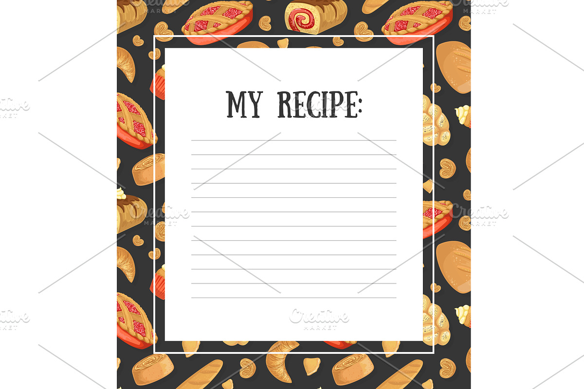My Recipe Blank Card Template with, a Food Illustration by TopVectors