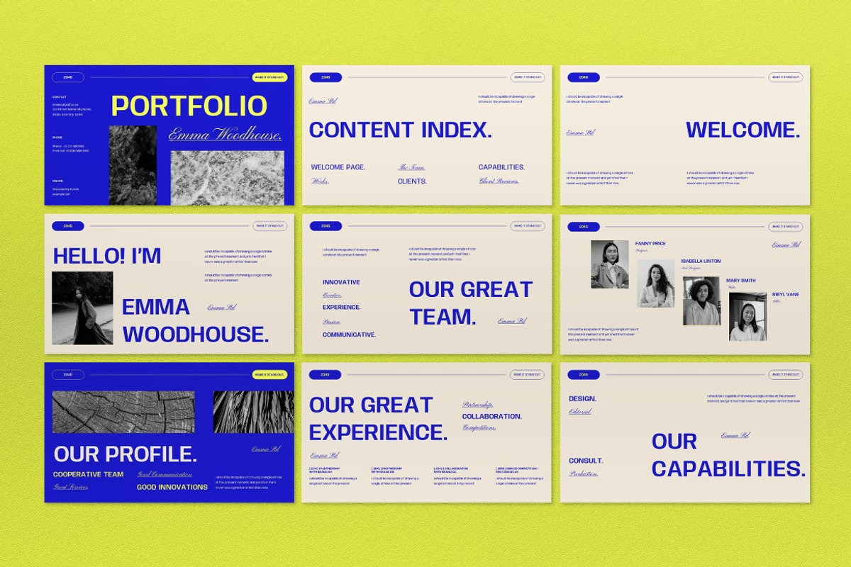 Cream Blue Minimalist Portfolio PPT, a Presentation Template by graphicook (Photo 3 of 8)