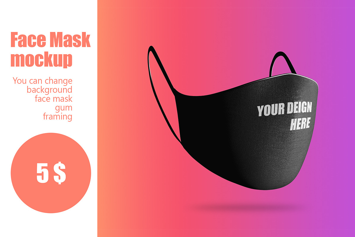Face mask mockup template, a Mask Mockup by Radmila (Photo 1 of 7)