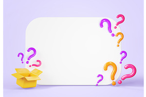 3d Mystery Gift Box And White Banner