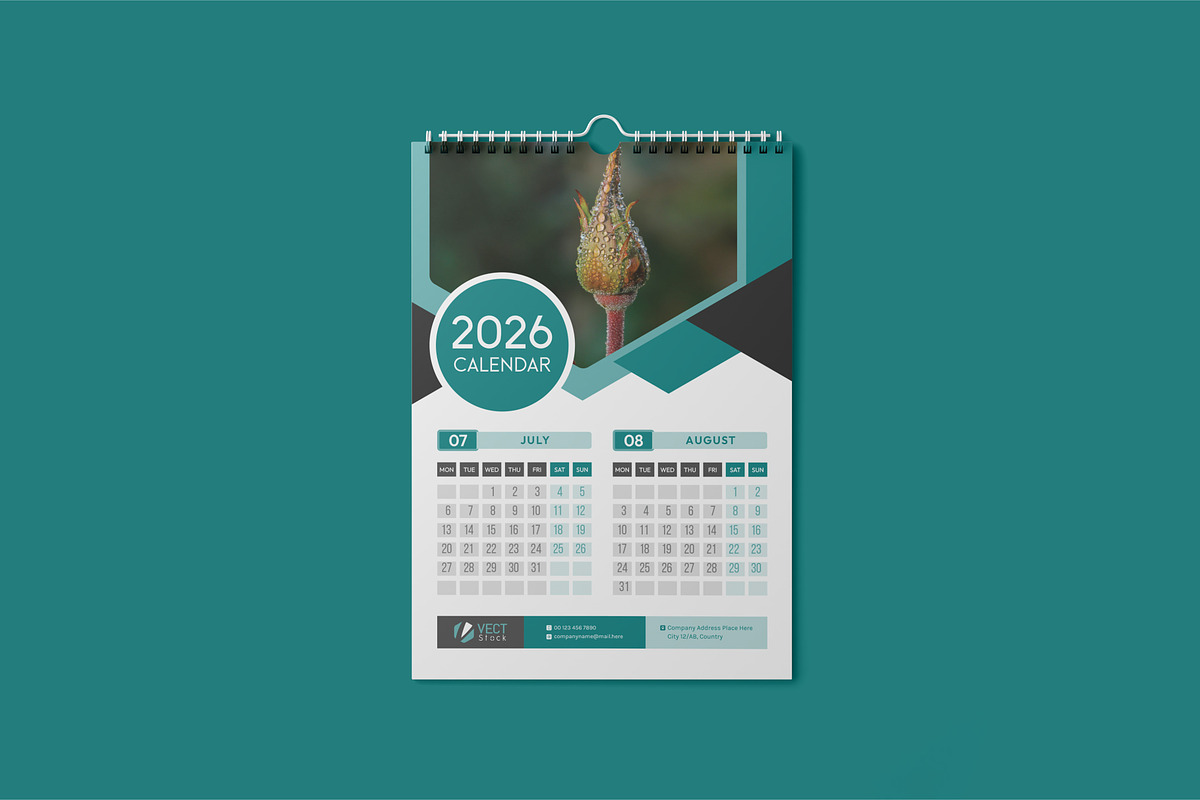 2026 Wall Calendar Template, a Stationery Template by VectStock (Photo 6 of 9)