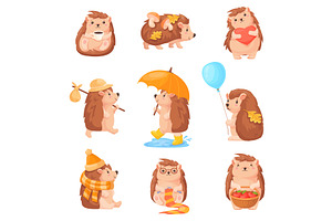 Cartoon hedgehog characters. Funny, an Animal Illustration by Stock-Smart-Start