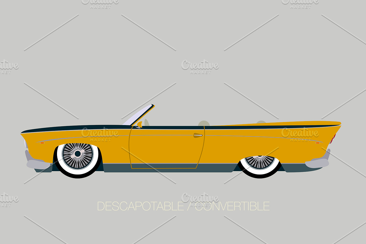 side view coupe car, flat design, an Education Illustration by FMR IBERICA