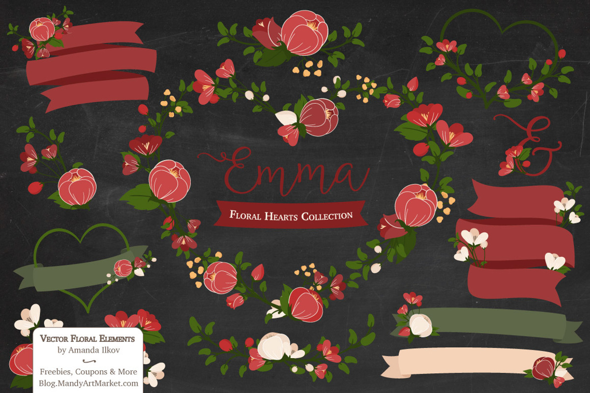 Christmas Floral Heart Wreath Vector, an Illustration by Amanda Ilkov (Photo 3 of 5)