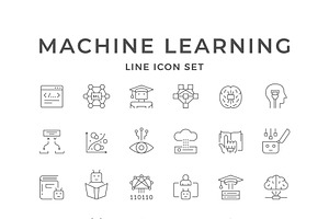 Set line icons of machine learning, an Outline Icon by motorama