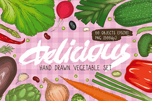 Delicious Hand Drawn Vegetable Set