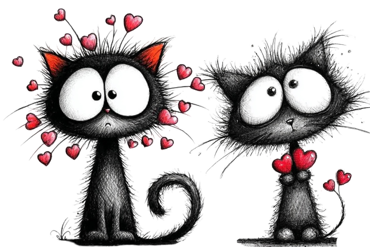 Valentines Black Cat Clipart, an Illustration by Designworld (Photo 3 of 4)