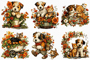Whimsical Dog Cat Flower Clipart PNG, a Seasonal Illustration by Craft Nest (Thumbnail 6 of 12)
