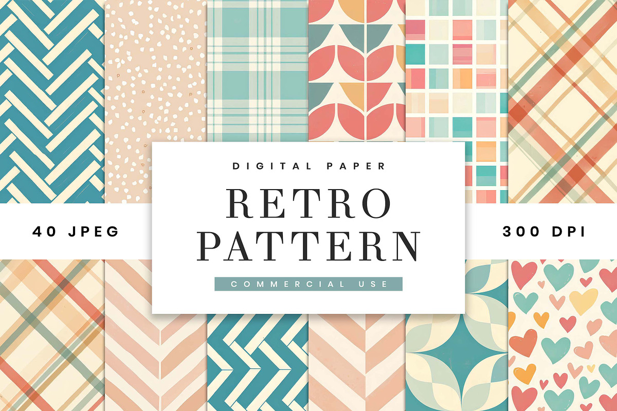 Retro Digital Paper Pattern, a Pattern Graphic by BusyDaydesign (Photo 1 of 9)