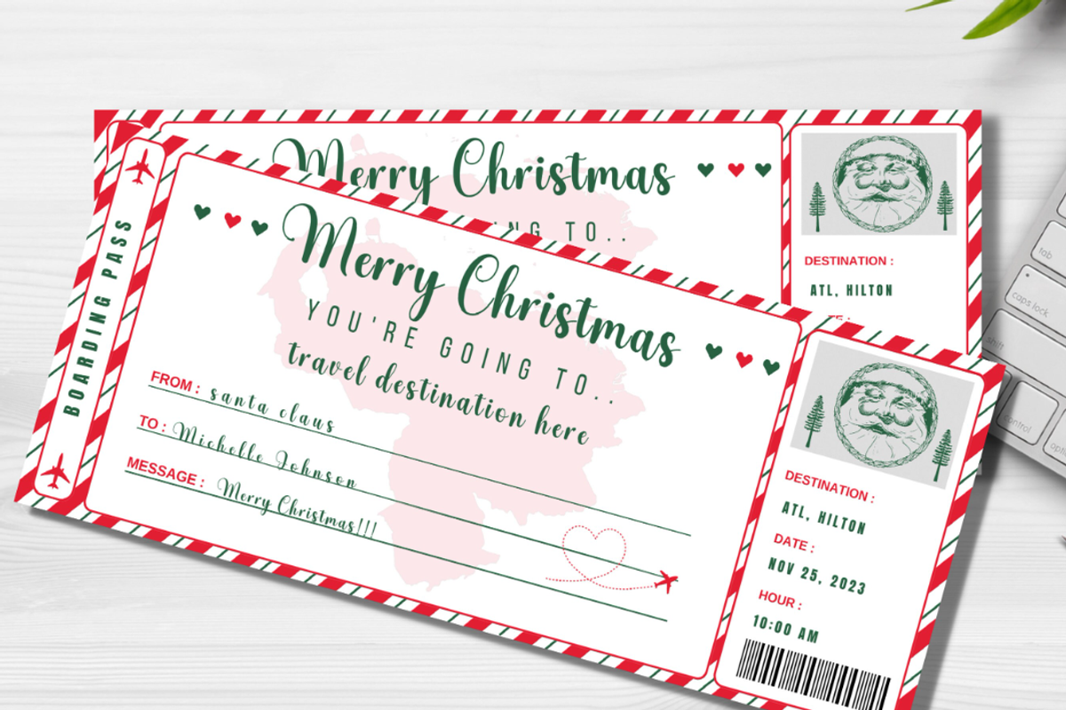 Christmas Plane Boarding Pass, a Card Template by YasdeyDesigns (Photo 8 of 8)