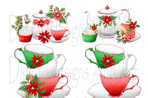 Christmas Tea Set Clipart