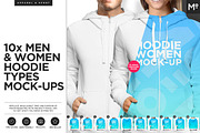 10xWomen & Men Hoodie Types Mock-ups, a Hoody Mockup by Mocca Mockups Store (Thumbnail 1 of 15)