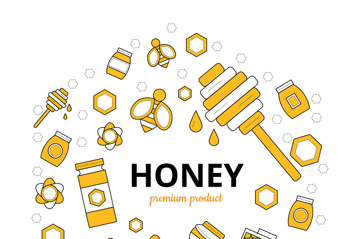 Set for branding honey, apiary, a Food Illustration by flatart (Photo 6 of 6)