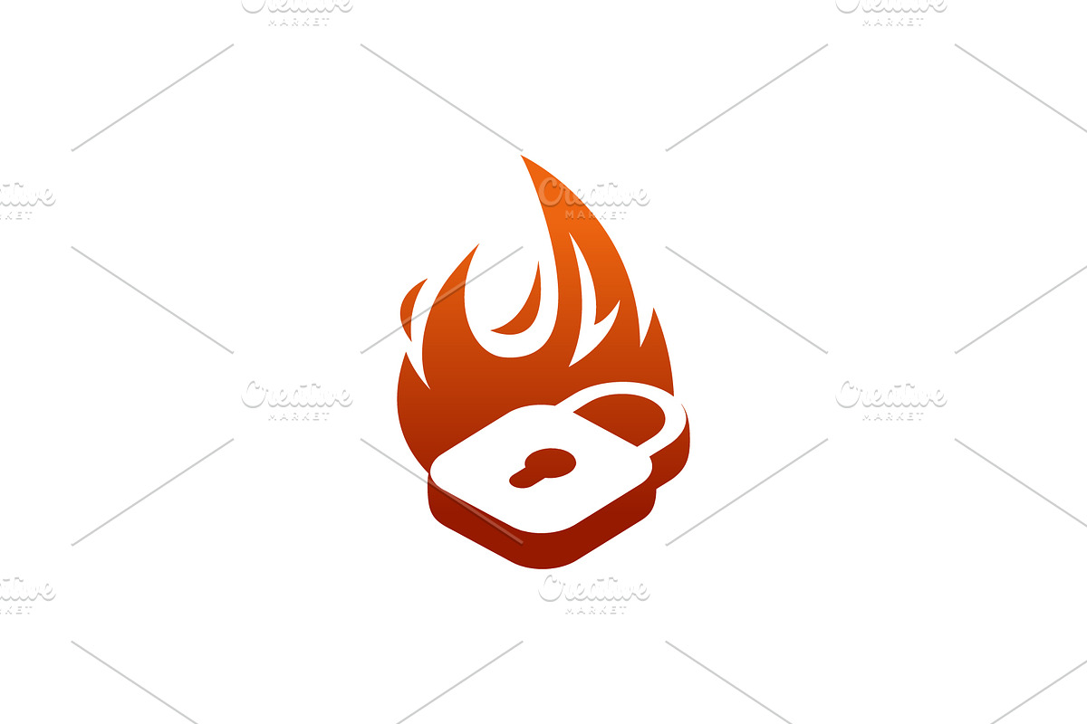 modern and elegant fire padlock logo, a Branding & Logo Template by Rasagama Studio