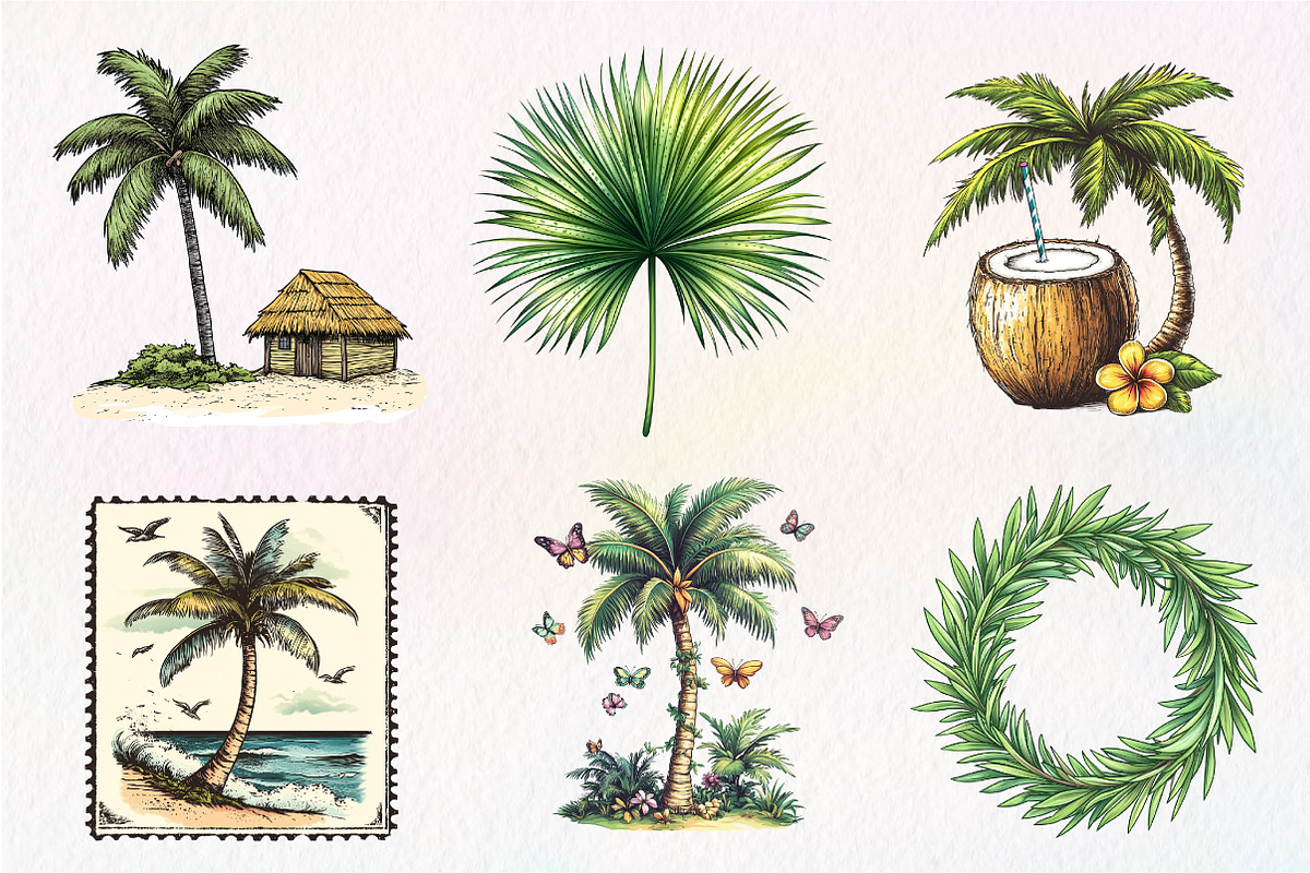 Summer Palm Tree Clipart, an Illustration by CreationArt (Photo 3 of 5)