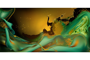 Turquoise and golden watercolor, an Illustration by art PVP - market