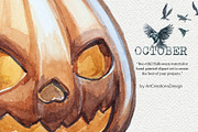 Watercolor October Clipart Set, an Illustration by ArtCreationsDesign (Thumbnail 9 of 10)