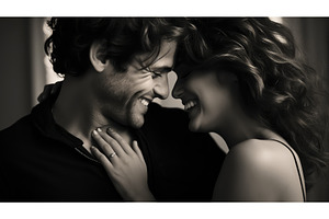 love happy face black and white ai, a Person Photo by pikepicture