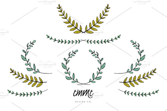 Hand Drawn Branches Leaves Vector