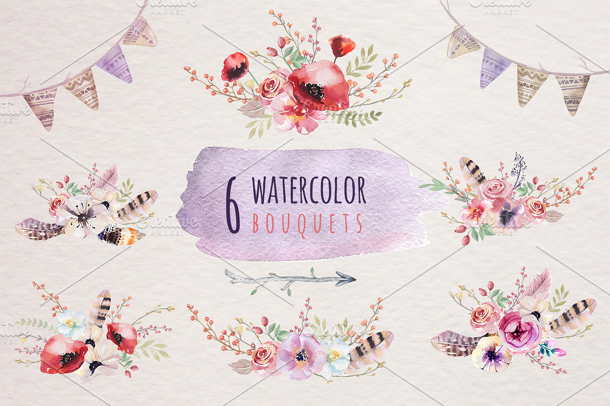 Watercolor floral set II, a Decorative Illustration by Peace ART (Photo 3 of 5)