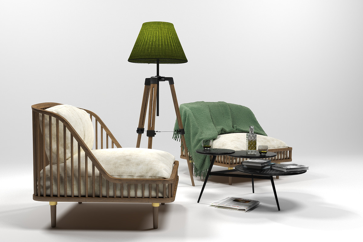 Furniture set 0206, a Furniture 3D Model by inDahouze (Photo 3 of 9)