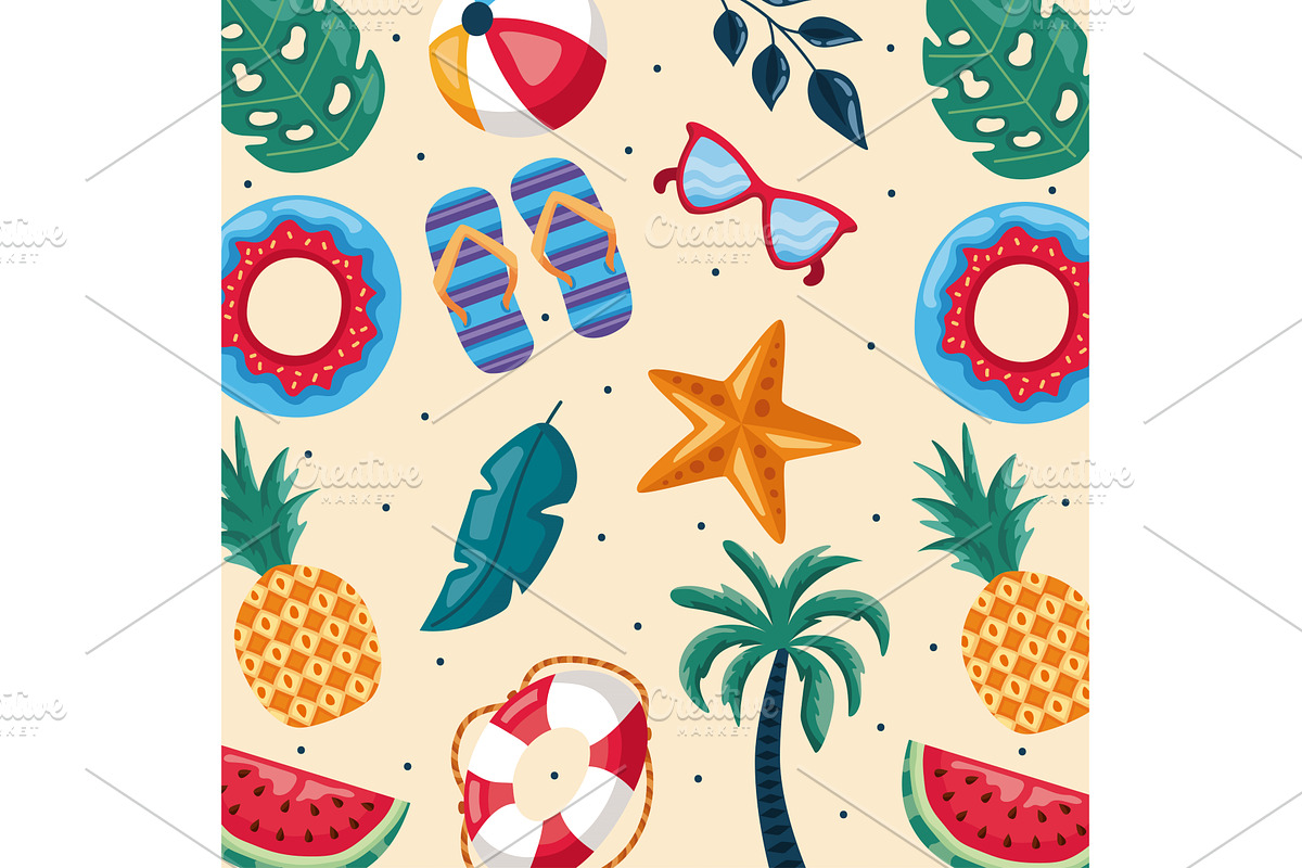 hello summer pattern, an Illustration by studiogstock